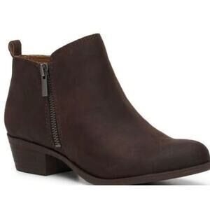 Lucky Brand Basel Boots 10 NWOT Brown Leather Ankle Booties Western Zip Capsule